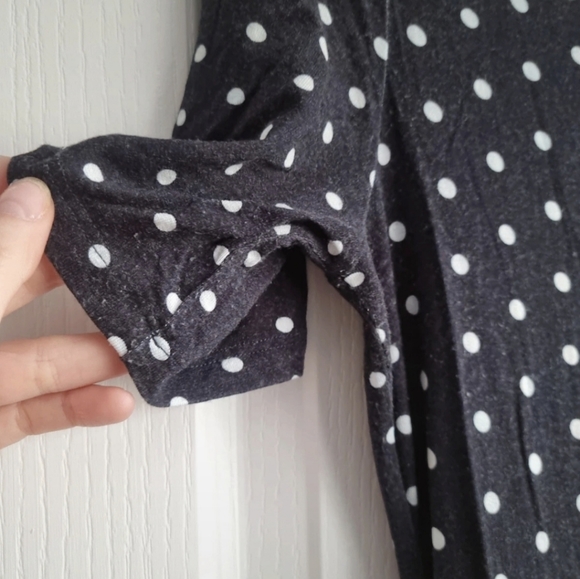 Black Polkadot Spot Maxi Tshirt style Dress - Picture 4 of 4